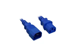 Nippon Labs 14 AWG IEC320 C13/C14 Power Extension Cable, SJT, 15A/250V, IEC-60320-C14 to IEC-60320-C13 Blue, 4ft. Power Cord