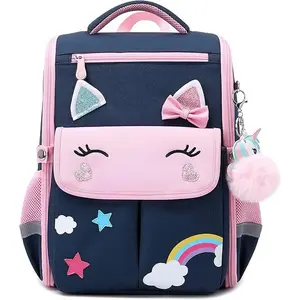 BY-070  Unicorn Girls Backpacks for School Princess Bowknot Kids Bookbags Boys Dinosaur Backpack