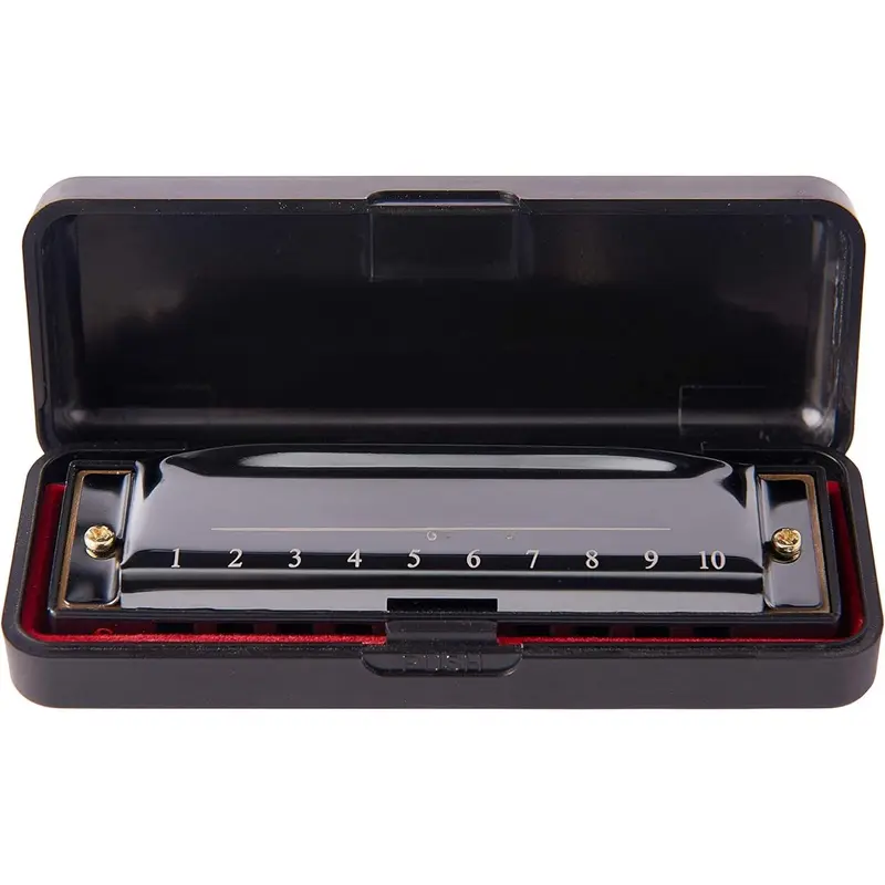 Harmonica 10 Holes 20 Tunes Mouth Organ Blues Deluxe Harmonica, Key of C for Beginner, Adults,  , Black