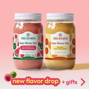 True Sea Moss Gel 2-Jar Bundle: Mango-Pineapple & Strawberry – Rich in Essential Minerals & Vitamins – supports overall vitality