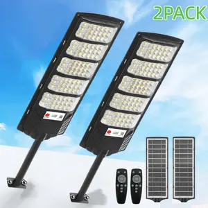 2PACK Commercial Grade Solar Street Light Outdoor Waterproof 7000K LED Motion Sensor Dusk to Dawn for Yard Garage Terrace Garden Parking Lot Driveway Fence Barn IP66 Rated Yard Lighting