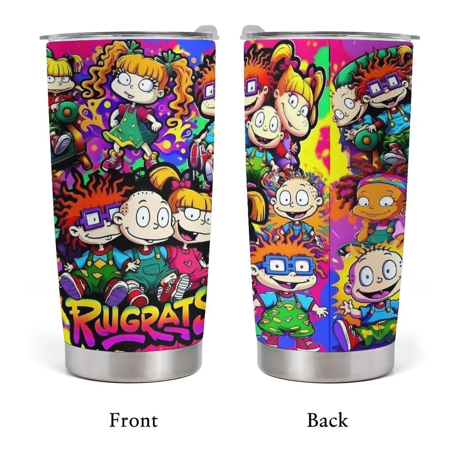 20oz Stainless Steel Tumbler, 1 Count Rugrats Pattern Insulated Water Bottle, Stainless Steel Thermos, Stainless Steel Flask, Drinking Cup for Home Office School, Boyfriend Gift, Drinkware, Summer Coo