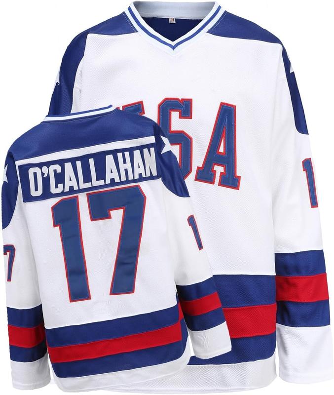 Miracle movie hockey jersey, stitched letters and numbers; blue;  breathable polyester mesh; long sleeves