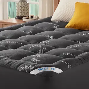 【SummerWins】BEDLORE Bamboo Mattress Topper, Thicken Pillow Top Pad for Comfy Mattresses, Cooling Mattress Cover with 6-18" Deep Pocket, Pressure Relief Bedding Protector for Home & Hotel
