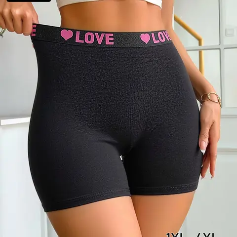 4-Pack Plus Size Women's Love Heart Safety Shorts, Soft Comfy Knicker, Comfortable Breathable High Elasticity Undershorts, Breathable Comfy Innerwear for All Seasons, Multiple Colors Available