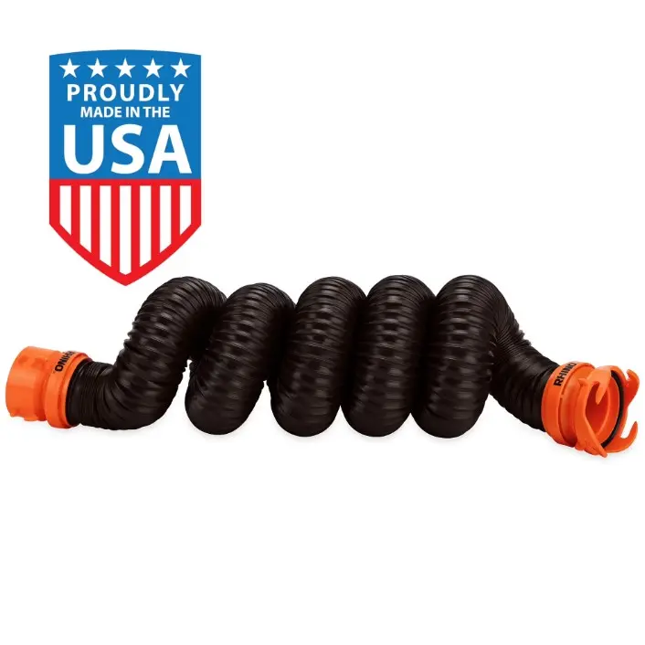 Camco RhinoFLEX 10' RV Sewer Hose Extension, 23 mi of Polyolefin, Black (39763)
