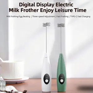 Electric Handheld Milk Frother, USB Rechargeable Coffee Frother with Stainless Steel Whisk, 3-Speed Adjustable Foam Maker for Latte, Cappuccino, Hot Chocolate, Matcha & Eggs, Perfect for Home Kitchen, Breakfast, Coffee Bar & Office Use