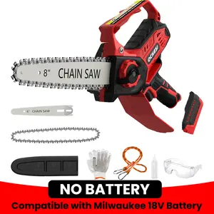 【No Batteries】Mini Chainsaw for Dewalt 20V Max Battery for Miwaukee M18/for Makita 18V Battery, 8-Inch and 6-Inch 2-IN-1 Cordless Electric Chain saw with Brushless Motor and Auto-Oiler, 800W Hand Mini Chainsaw for Tree Pruning Wood Cutting(No Battery)