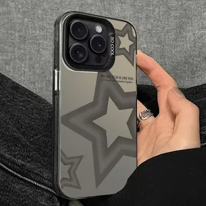Phone case: A black TPU material gray gradient star pattern phone case Suitable for iPhone 17 16 15 14 Pro Max 13 12 11 Air X XS Plus Shockproof Drop Protection Rugged Durable Cover