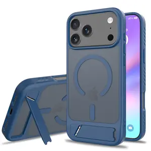 iPhone 17 Pro 6.3" Smartphone Casing, Slim Handheld Cellphone Cover with Hidden Invisible Kickstand, MagSafe-Compatible Magnetic Wireless Accessory for Devices, Drop-Proof Military-Tough, Matte Anti-Fingerprint Black