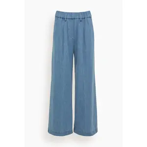 Cavalry Denim Elasticated Loose Pants in Azure
