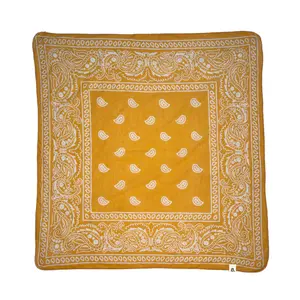 Bight Gold Paisley Block Printed Bandana