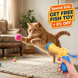 Interactive Cat Ball Launcher Toy with Soft Foam Balls, Handheld Pet Toy for Indoor Play, One Button Cat Chase Toy with Multiple Balls, Fun Exercise Toy for Cats and Kittens, Quiet Cat Play Shooter for Home Use