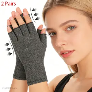 2 Pairs Arthritis Compression Gloves for Men and Women, Fingerless Design for Carpal Tunnel Pain Relief, Support for Typing and Blood Circulation, Practical Medical Accessory with Thumb Sleeve