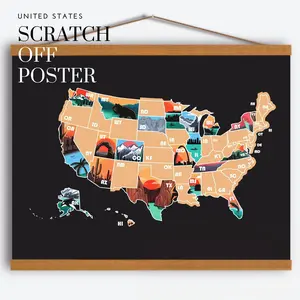 50 States Scratch Off Map with Colorful Graphics