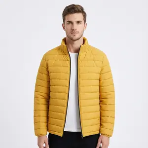 Men's Winter Thick Trendy Stylish Solid Blue Color Slim Fit Stand Collar Warm Jacket Fashionable Outerwear for Cold Weather Casual Menswear