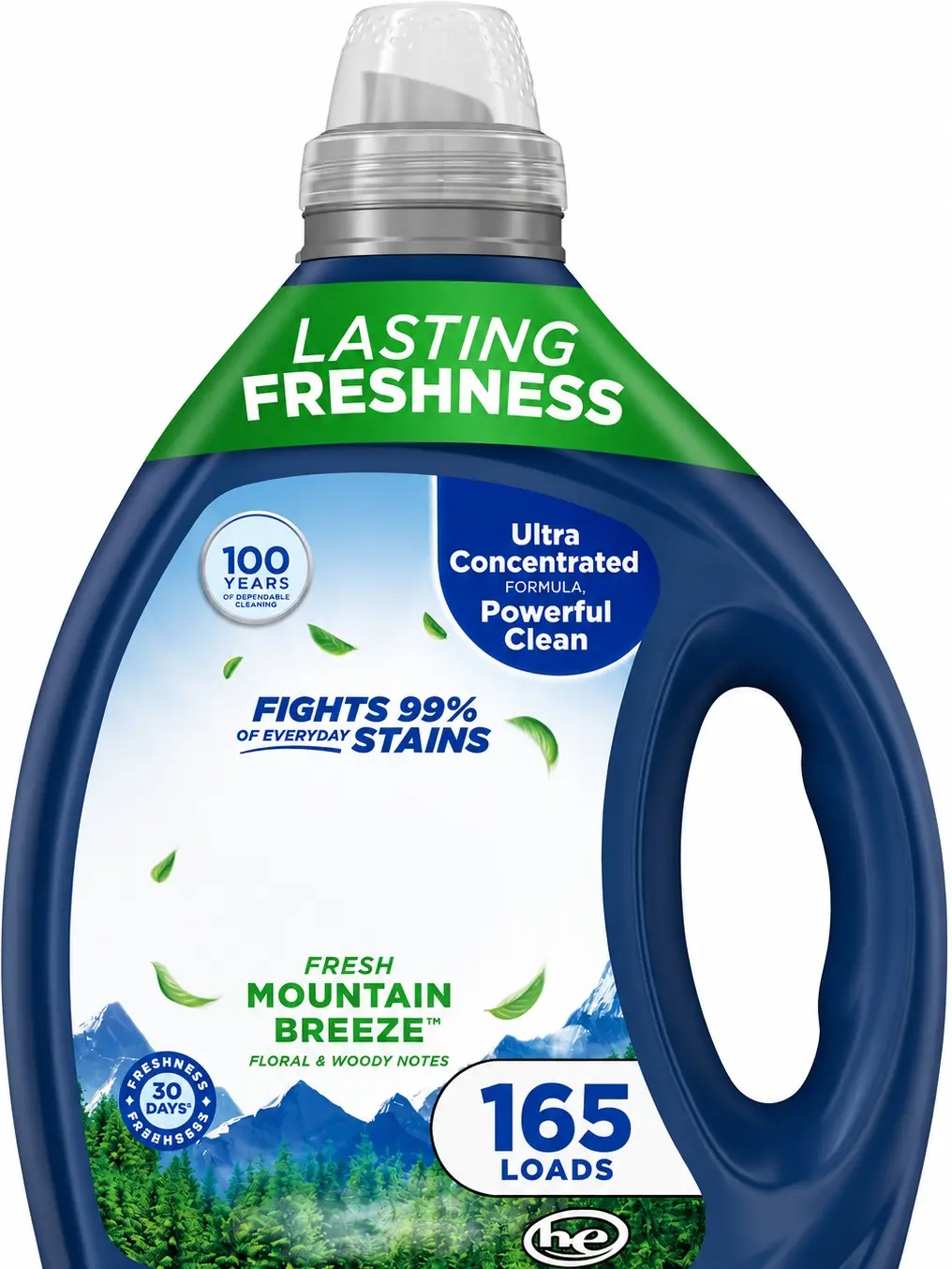 resh Mountain Breeze Liquid Laundry Detergent, 82.5 fl oz, Ultra-Concentrated HE Formula, Up to 165 Loads
