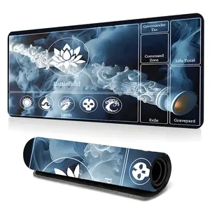 MTG Commander Playmat Zones Lotus Pattern Large-Sized Gaming Mouse Pad, 3mm Thickened TCG Card Game Mat, Anti-Slip Rubber Lock Edge High-Definition Printing, Suitable For Magic The Gathering Players, Perfect Gift For TCG Fans