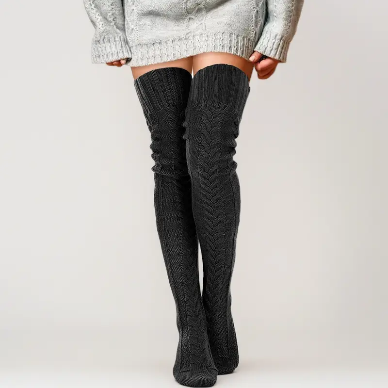Women's Cable Knitted Boot Socks – Extra Long Thigh High Winter Stockings, Over Knee Cozy Leg Warmers, Warm Stretchy Knit Socks for Boots – 1-2 Pairs