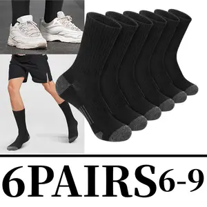 6 Pairs Unisex Athletic Crew Socks, Performance Cushioned, Breathable, Moisture Wicking Sport Calf Socks for Running, Moisture Wicking Socks, Unisex Wear outdoorfun