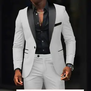 Casual 2 Piece Men Wedding Suits Solid Slim Fit Shawl Lapel Blazer Pant Designs Party Prom Suits Man Business Wear Suit  Peng