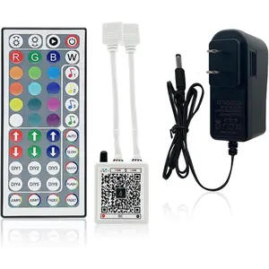 44 Key RGB LED Strip Lights IR Remote Control,Remote Receiver for RGB LED Light Strip, 24V Power Adapter for LED Lights for Bedroom