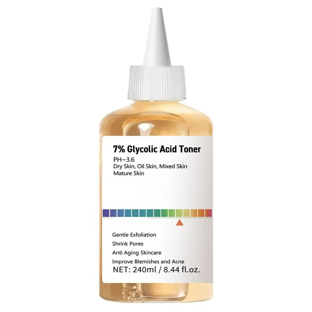 7% Glycolic Acid Facial Toner with Ginseng - Gentle, Smooth, Ph Balanced, Anti-Aging, Soothing, Pore-Minimizing, Hydrating Formula for Oily & Acne-Prone Skin