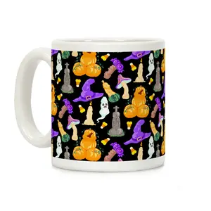 Halloween Peens Pattern Coffee Mug Ceramic Drinkware with Large Handles, Printed in the UK, Handy for Coffee and Tea