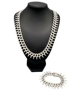 Spiked Up Bling Unisex Stainless Steel Jewelry set