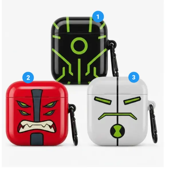 [Ben 10 Style] Ben's 10 Four Arms AirPods Case, Ben Tennyson Cartoon Protective Cover for AirPods 1, 2, 3, 4 & AirPods Pro 1, 2, 3, Shockproof TPU Case, Gift for Cartoon Fans