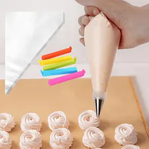 500PCS Clear Disposable Pastry Bags, Plastic Piping Bags, with Sealing Clips, No Ripping or Bursting, for Cake Decorating, Cookies, Cupcakes, Macarons, and Desserts