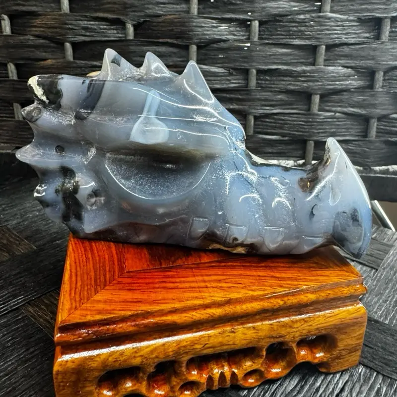 Volcano Agate Dragon head carving