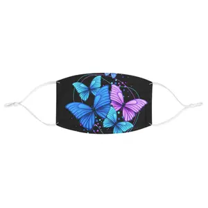 Purple Blue Bright Modern Flying Butterflies Fabric Face Mask