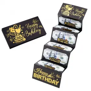 Happy Birthday DIY Creative Foldable Envelope Wallet - Surprise Money Holder & Party Favor for Birthday Gifting Dollars