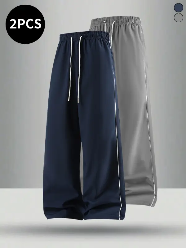 2-pack men’s long pants for summer—loose, casual, versatile; suitable for sports/fitness, outdoor activities, and running.
