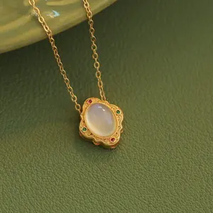 natural moonstone Delicate Jewelry Accessory，Holiday Birthday Valentine's Day Gift for Girlfriend Women Girls, Elegant All- match Classic Daily Wear，Creative Christmas New Year's Minimalist Cute Fashion Pendant Chain Necklace