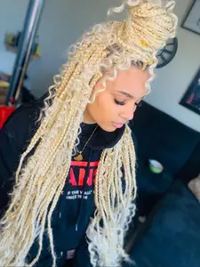 34 Inch Long Blonde Lace Front Braided Wigs for Women, Gorgeous Fluffy Wigs with Baby Hair Bangs, Synthetic Braided Lace Wigs for Party, Daily Use, Lace Frontal Wigs