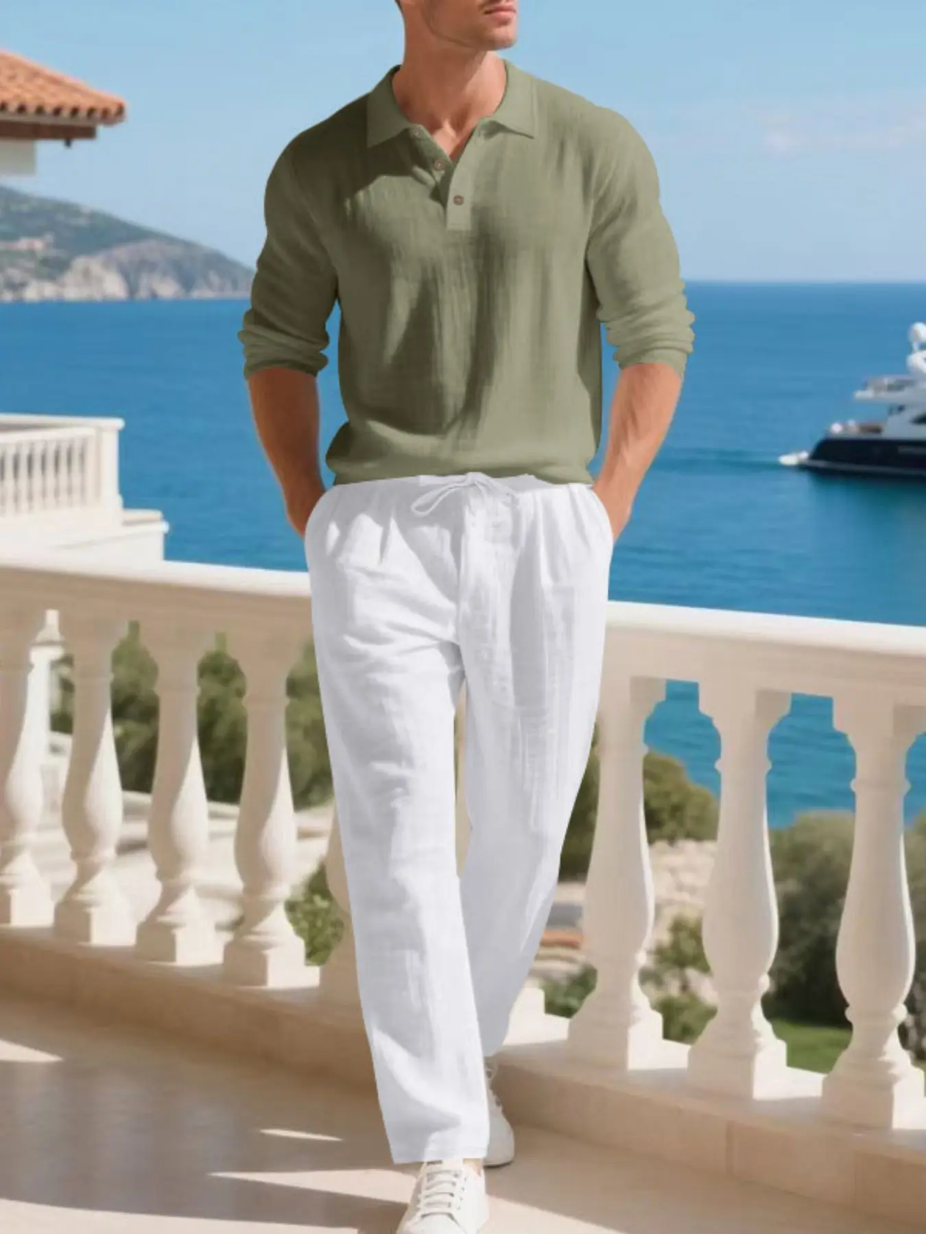 Men's Linen Shirt Set, Old Money Aesthetic Casual Elegant Comfortable Men's Clothing, Skin-Friendly Breathable Fabric for Beach Vacation Home Use Men's Linen Shirt Set, Old Money Aesthetic Casual Elegant Comfortable Men's Clothing, Skin-Friendly Breathable Fabric for Beach Vacation Home Use