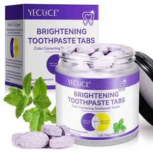 Yecuce Mint Brightening Toothpaste Tablets, Peppermint, Fresh Breath, Enamel Repair, Teeth Whitening, Fluoride-Free, Travel-Friendly, 6 Pieces