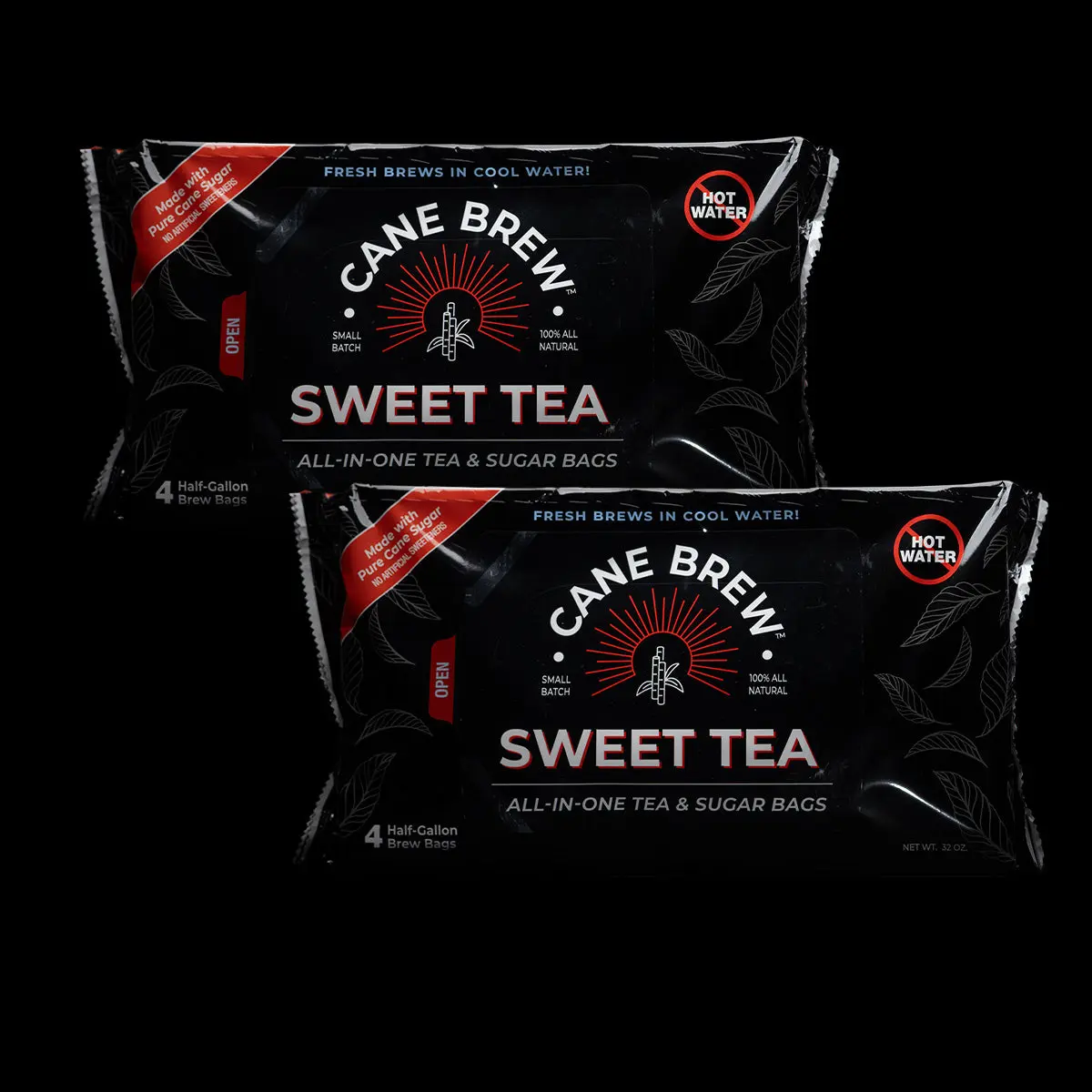 Cane Brew Sweet Tea 2 Pack - 8 Half-Gallon Tea & Sugar Bags - Makes 4 Gallons - Gluten Free - Non-Returnable