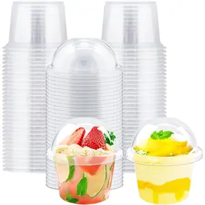 50Pcs 8oz Clear Plastic  with Dome Lids(No Hole),Disposable Dessert  Parfait Party Serving ,Take Away Food Containers Bowls for Ice Cream,Cake,Fruit,Pudding,Jello Shot paper ring garland small cups