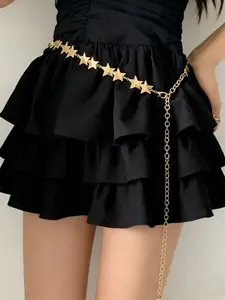 Adjustable Star Metal Chain Waist Belt, Rose Tail Design, Punk Style Fashion Accessory, Unique Hip-Hop Decorative Waistband