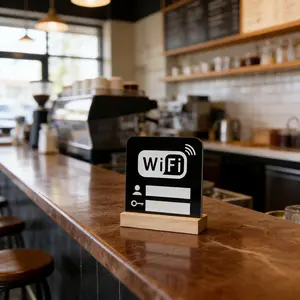 WiFi Password Display Sign Acrylic Modern WiFi Info Stand with User & Key Fields for Hotels, Cafes, and Offices Stylish Desktop Decoration for Easy Guest Access