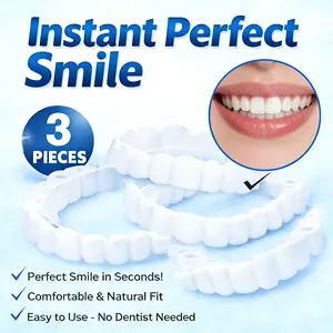 [3 PACK] Snap & Go Instant Veneers - Quick CosmeticTeeth Cover Comfortable Fit Temporary False Teeth forPhoto Ready Smile