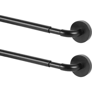 2 Pack  Curtain Rod for Metal Doors Adjustable 18-30 Inch, 3/8 in. Diameter,  Door  Curtain Rods,  Cafe Rod(Black)