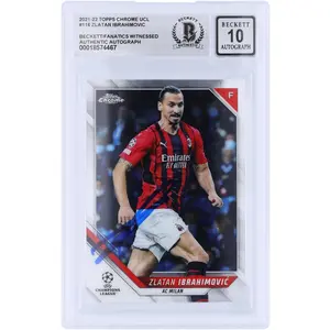 Zlatan Ibrahimovic AC Milan Autographed 2021-22 Topps Chrome UEFA #116 Beckett Fanatics Witnessed Authenticated Auto 10 Card - Fanatics Authentic Certified