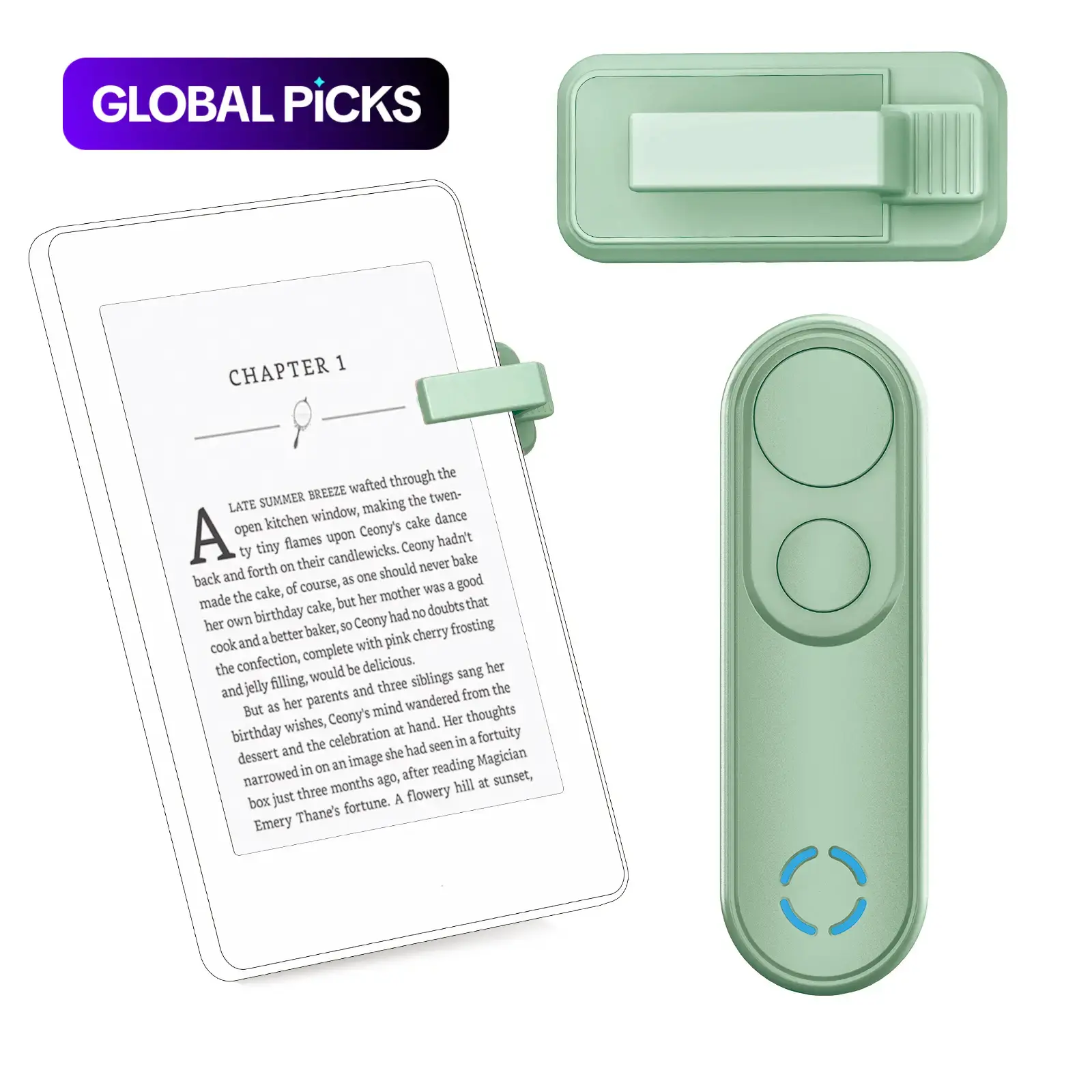 Wireless Remote Control Page Turner, 1-Count Rechargeable Page Turner Accessory for iPhone and Android Tablets for Reading Novels #GLOBAL PICKS