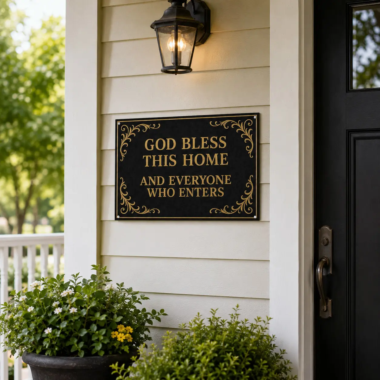 God Bless This Home Lightweight Decorative Metal Sign, 12×8 in Christian Inspirational Aluminum Wall Decor for Front Door, Farmhouse, New Home Gift