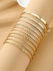 Fashionable Casual Plain Alloy Bangle, Vintage Bracelet for Women, Elegant Jewelry for Party, Daily Decor, Trendy All-match & Exquisite Jewelry for Gift, Stackable Bracelets, Cable Bangle Set