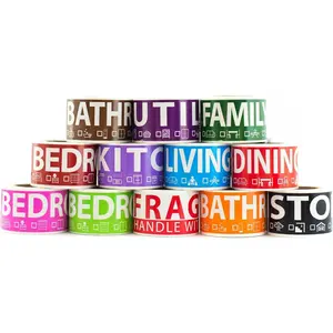 600  Movig Labels for 3 Bedroom House -- 12 Color-Coded Room Labels (50 Each) + Fragile Stickers for Movig Boxes, Supplies, Wardrobe Boxes, Apartmet Moves
